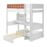 High Bed 184 cm with Desk, Sofa, Ladder and Safety Rail, 90x200 cm, White HIGHBED casa-high-bed-white-blush-1  flexa-com.myshopify.com