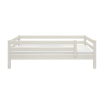 FLEXA bed rail, CLASSIC collection, 3/4 length in white solid pine, surrounds three sides for child safety, plain backdrop.